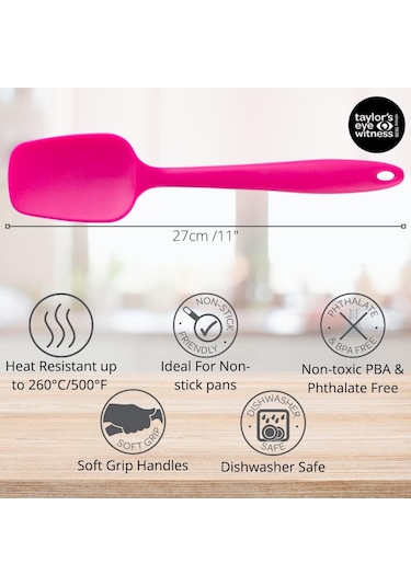 3lü Fuşya Silikon Kaşık Seti Isıya Dayanıklı Yanmaz Yapışmaz Çizm