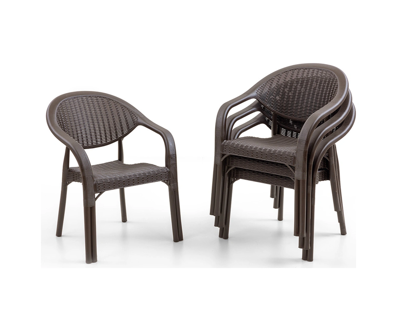 Bamboo 4'lü Rattan Sandalye Kahve Kahve