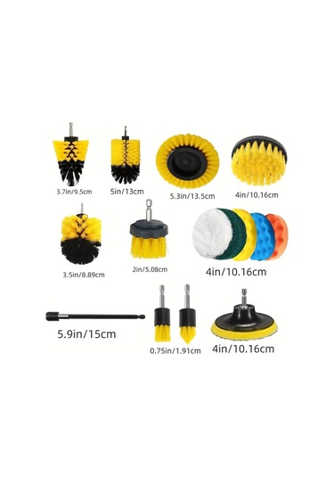 Hightower 13 Parça Çok Amaçlı Elektrikli Matkap Fırçası Seti - Zemin Banyo Fayans Araba Cilalama