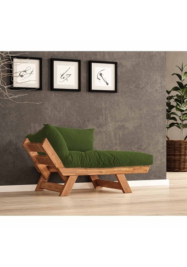 Woodesk Adalar Masif Tik-yeşil Renk Berjer Cpt8160-140 Yeşil