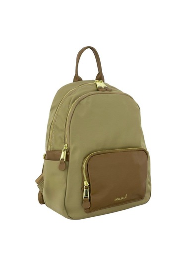 Bolsas Saten Kumaş Kadın Sırt Çanta Bej 1048 Bej