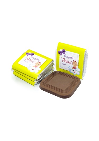 Erkek Bebek Çikolatası 48 Adet Madlen Çikolata Sarı