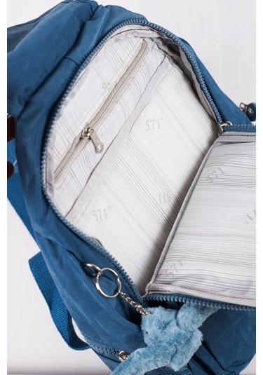 Küçük Boy Krinkıl / Klinkır Su Geçirmez Uzun Askılı Çok Gözlü Günlük Kadın Sırt Çantası Mavi 12-4g Mavi