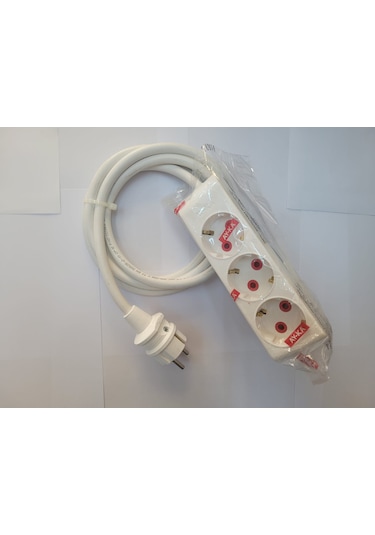 3x2,5 Ttr Tam Bakır Kablolu Kaliteli 3 Lü Grup Priz 2 Mt