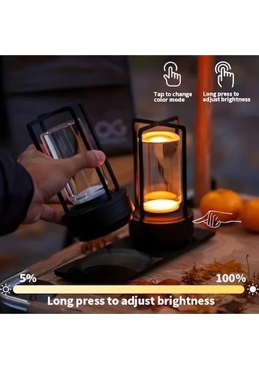 Honeybeeshop 1 Adet Gümüş Şarj Edilebilir Kristal Masa Lambası 2000mah Led Vintage Kablosuz Işık İç Dış Mekan Kamp Dekorasyon