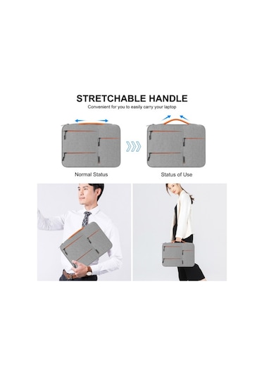 13 İnç Evrensel İş Dizüstü Bilgisayar Çantası Su Geçirmez Çok Katmanlı Koruma Pu Sapı Gri