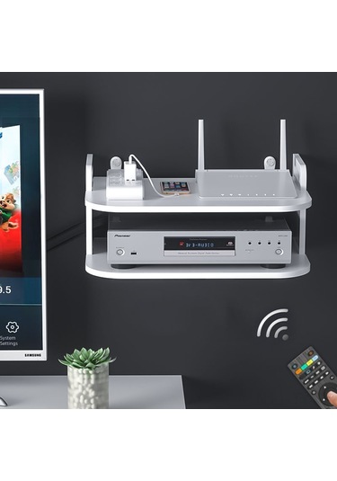 Teltree Duvar Montlu, Delme Yok, Bohça Üstlü, Projeksiyon Cihazı, Router, Set Top Box Depolama Kutusu - Oturma Odası Dolapı