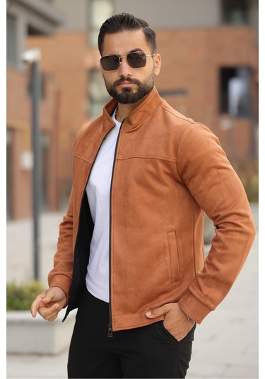 Basic Baharlık Süet Ceket - Sade Ve Şık Stil Taba Süet