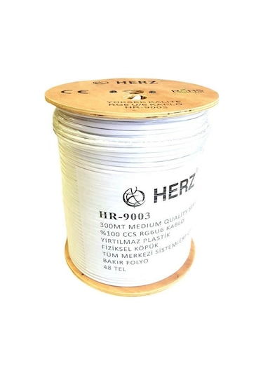 Herz Rg6-u6 Uydu Anten Kablosu-300 Metre Beyaz