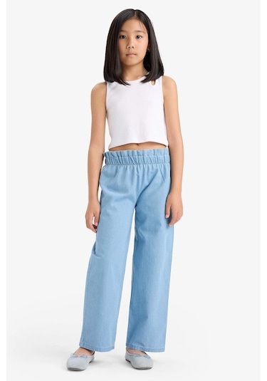 Defacto Kız Çocuk Wide Leg Jean Pantolon E6689a825smnm39 Mavi