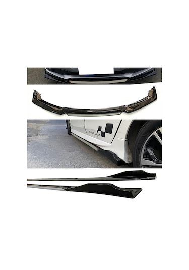 Citroen C5 2000-2008 Gri Şeritli Renkli Ön Lip Ve Yan Marşpiyel Seti