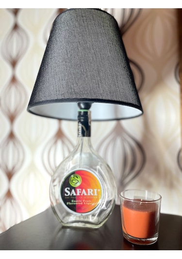 Şık Tasarımlı Safari Şişe Abajur Siyah