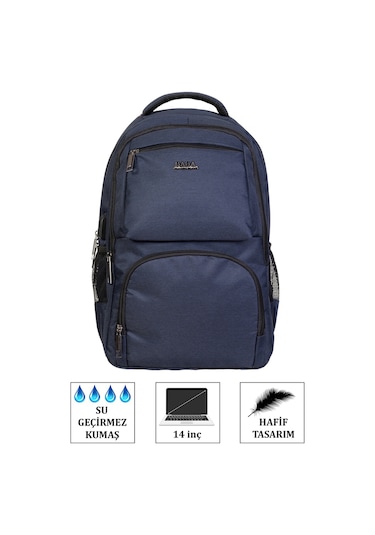 Case Club 13,3-14 İnç Lacivert Laptop Sırt Çantası Su Geçirmez Kumaş Darbe Emici Koruma