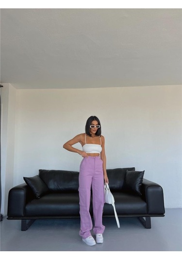 Reka Moda Kargo Pantolon - Lila Lila