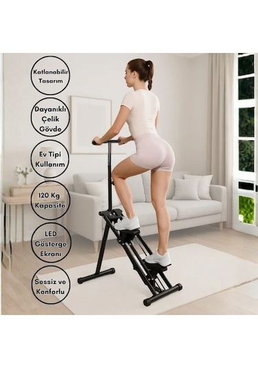 Yasomi Fys10 Katlanabilir Dikey Tırmanma Egzersiz Aleti - Merdiven Tırmanma Kondisyon Aleti Siyah