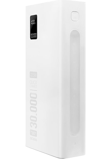 Powerway 30.000 Mah Pd 22.5w Dahili Kablolu Hızlı Şarj Gerçek 30.000 Mah Qc30s Beyaz Powerbank