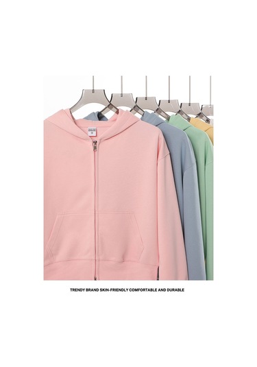 Edwardest 2025 Kadın Sonbahar Ve Kış Yeni Ağır 350g Kısa Fermuarlı Kapüşonlu Sweatshirt Yeşil