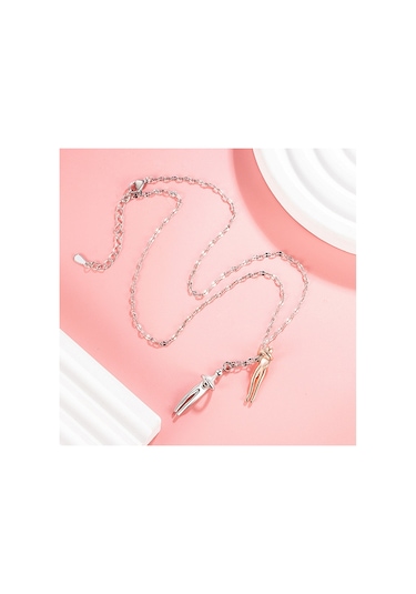 Geometrik Çift Kucaklama Kolye Kolye Aksesuarları Beyaz Altın Çok Renkli