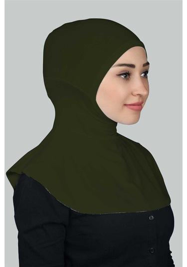 Kadın Tesettür Pratik Boyunluklu Hijab - Sporcu Bone Haki