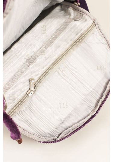 571 Krinkıl / Klinkır Su Geçirmez Hafif Çok Gözlü Orta Boy Okul, Spor, Sırt Çantası Mor 3d