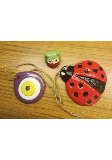 Artepieza El Yapımı Uğur Böceği, Baykuş Ve Nazar Boncuğu 3 Lü Dekoratif Set Şans, Bereket Ve Koruma Temalı 3 Adet