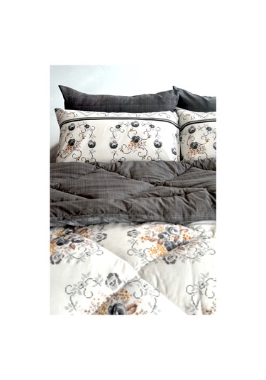 Alla Turca 4 Yastık Kılıflı Çift Taraflı Desenli Uyku Seti-kanaviçe Antrasit