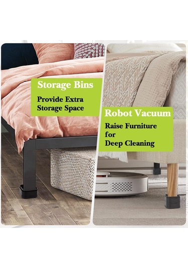 Hombey 8 Adet Yüksek Dayanıklı Masa Sandalye Divan Yükseklik Artırıcı, 1-3 İnç Ayarlanabilir, Siyah Plastik Mobilya Raise Blokları