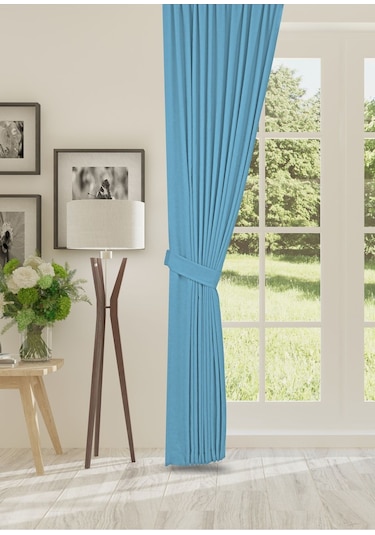 Cheap's Home Petek Dokulu Kadife Dokuma Düz Dikiş Ekstrafor Büzgü Fon Perde Turkuaz