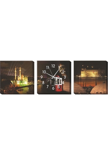Istanbul Ve Gece Kanvas Tablo Duvar Saati