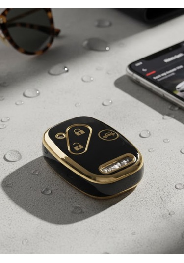 Honda Cr-v Civic Fd6 Accord 3 Buton Nano Anahtar Kılıfı Siyah-gold