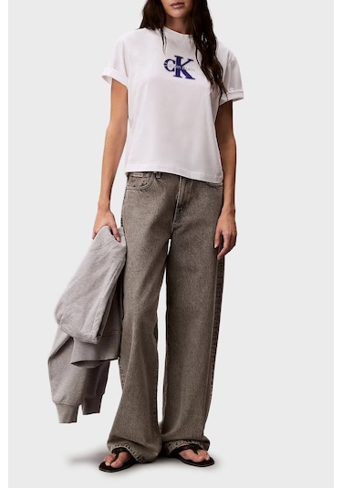 Calvin Klein Bayan T Shirt Lv047f800g Yaf Beyaz BEYAZ Calvin Klein Bayan T Shirt Lv047f800g Yaf Beyaz BEYAZ