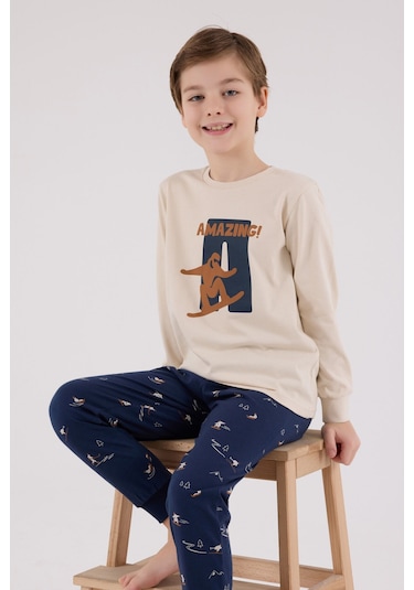 Arnetta Erkek Çocuk Krem Pijama Takımı Ar3516-c-v2
