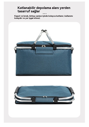 Büyük Kapasiteli Katlanabilir Yalıtımlı Piknik Çantası-lacivert Lacivert