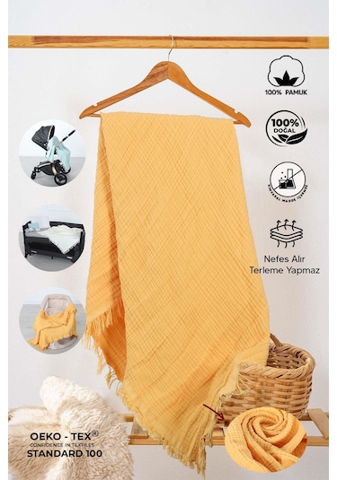 Huggy 4 Katlı %100 Pamuk 100x130 Müslin Bez Müslin Örtü Müslin Yenidoğan Bebek Battaniyesi