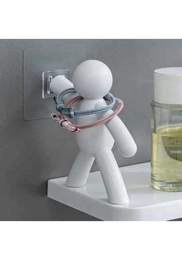 Lemestar Banyo/iç Mekan Plastik Raflar 2 Adet - 33x2x14 Cm, 4 Kanca, 3 Kg Yüke Dayanıklı, Delme Yok Yapıştırıcı Montaj, Figür Desenli, Suya Dayanıklı Beyaz