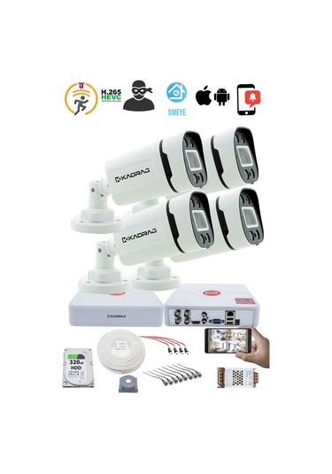 4 Kameralı Set Kadraj - Gece Renkli 5mp Sony Seculens Kdj-4s-4w-p