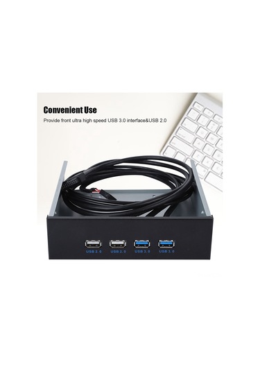 Konesam 5.25 İnç Optik Sürücü Konsole Paneli - 2x Usb 3.0 19pin + 2x Usb 2.0 9pin Hub, Metal Kasa, Plug & Play, Tüm Windows Sürümleriyle Uyumlu