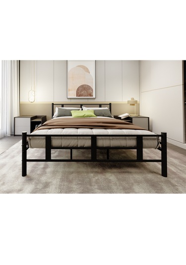 Lotus Çift Kişilik Metal Karyola A Kalite, Ses Çıkarmaz ,ölçülü Model Karyola 1634-a Siyah