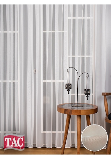 Taç Frahm Eteği Kurşunlu Parlak Düz Tül Perde / Ölçünüze Özel Dikim