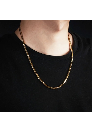 Çelik Kolye Titanyum Melon Düz Model 2 Mm 55 Cm Altın Sarısı Gold Gold