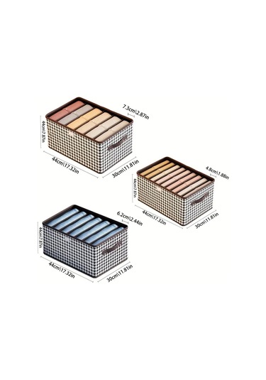 Fosenze Houndstooth Desenli Yığılabilir Organizer Kutusu - 44x30x20 Cm, 9 Bölmeli, Giyim/ev Eşyaları Saklama, Su Geçirmez Non-woven Kumaş