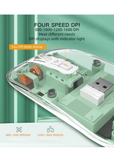 Aurora Type-C Kablosuz Şeffaf Optik Mouse
