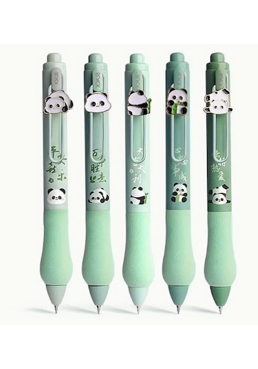 Tcherchı Capybara Geri Çekilebilir Jel Mürekkepli Roller Kalemler 5'li Set - Ekstra İnce 0,5 Mm Uç, Siyah Mürekkep, Pürüzsüz Yazım