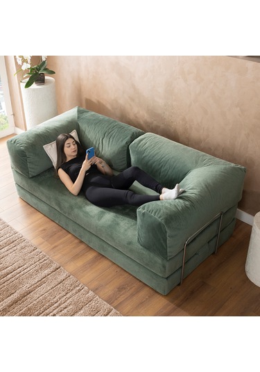 Argimo Godila Çok Amaçlı Sofa Çift Kişilik Yatak Koltuk Yeşil