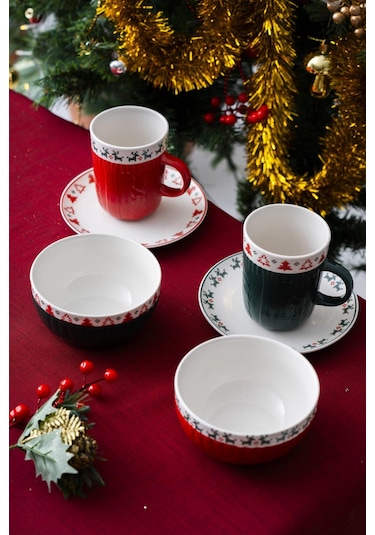 Acar Home Santa 2 Kişilik 6 Parça Kupa - Kase Seti