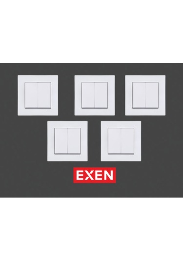 Exen Karell Beyaz Komütatör Çerçeveli 5 Adet