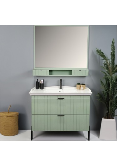 Kobos Noble 100 Cm Banyo Dolabı Seti Mint Yeşil