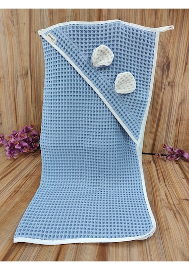 Ekru Pike Bebek Battaniyesi Doğal Organik Uyku Çift Taraflı Bebek Havlu Örtü Yenidoğan Mevsimlik Mavi