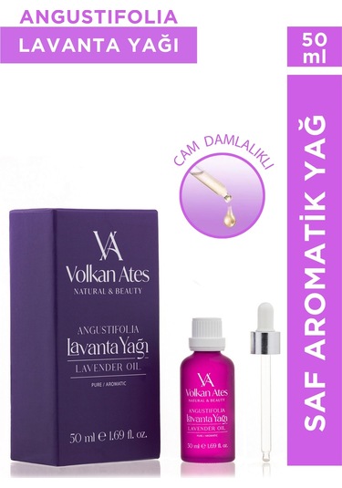Volkan Ates Natural & Beauty Lavandula Angustifolia Saf Lavanta Yağı Cam Damlalıklı 50 ML