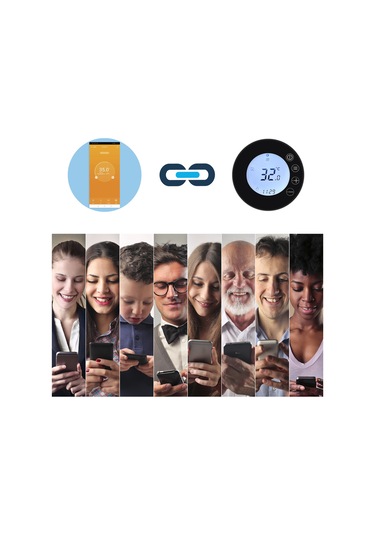 Vkemall Siyah Gb Elektrikli Isıtma İçin Akıllı Lcd Dokunmatik Termostat, Tuya App İle Uzaktan Kontrol, Alexa Ve Google Ses Komutu Desteği